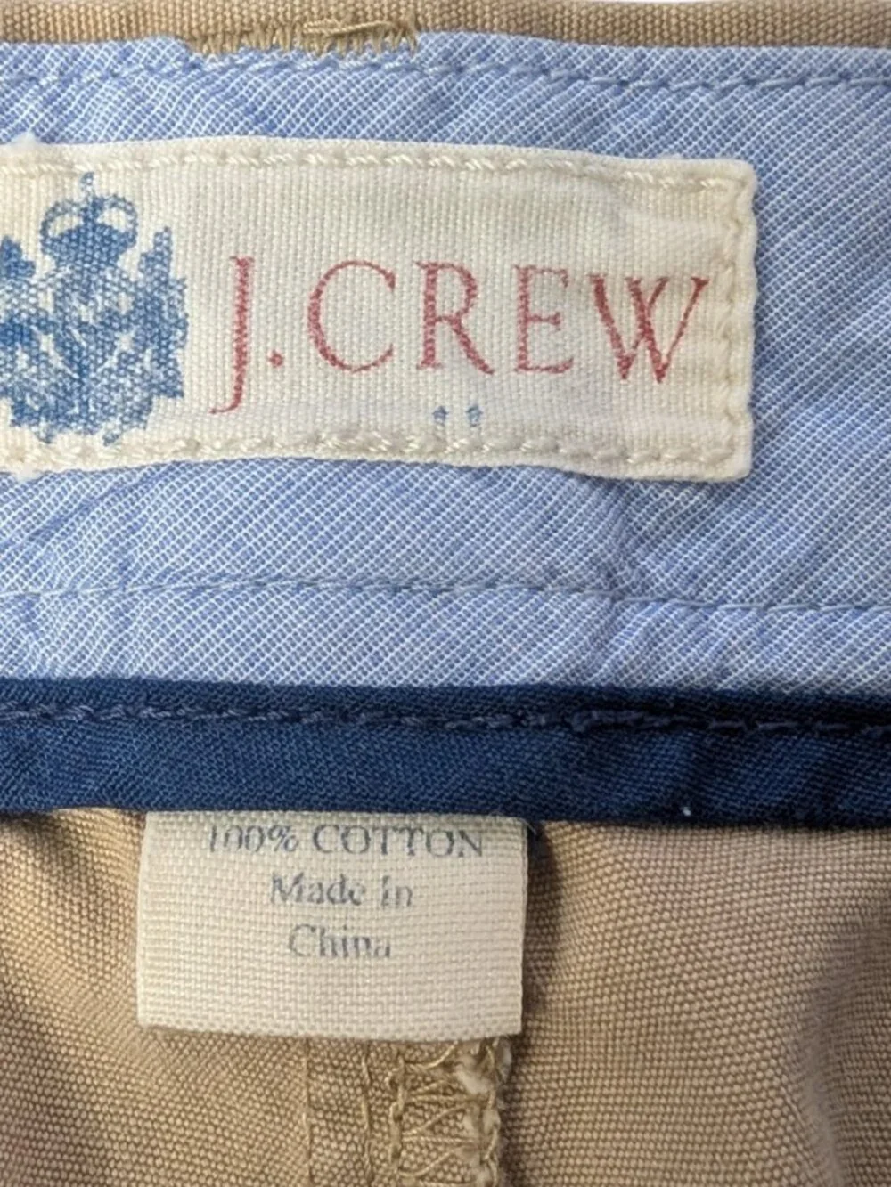 J.Crew 10 Inch Inseam Shorts 38 Khaki Tan Chino Flat Front 100% Cotton Sz 38